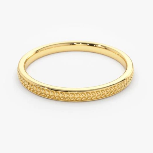 
Custom Simple Stainless Steel 14k Gold Plated Jewelry Herringbone Wedding Band Dainty Ring for Women Girls 