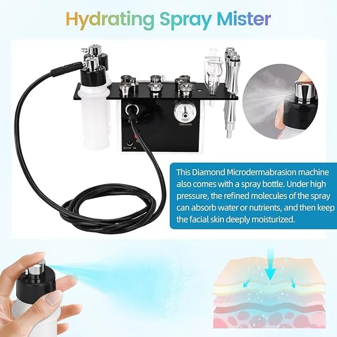Facial Care Machine Professional Diamond Glow Facial Machine with Spray Kit Home Use Skin Care Equipment For  Skin Exfoliation