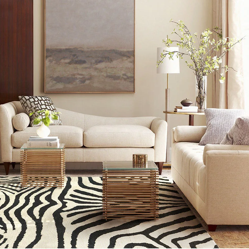 faux fur carpet home decorative animal printed floor runners zebra pattern vintage rug non-slip vortex illusion rug