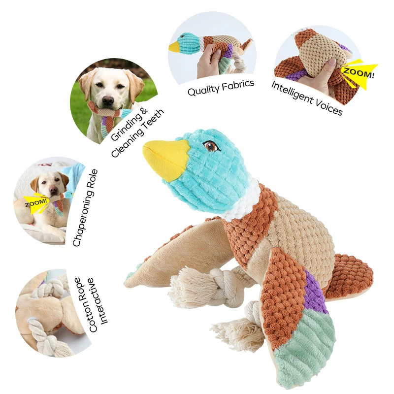 LovePaw Hot Sale Tug of War Pull Interactive Dog Toy with Rope Knot Stuffed Animal Dog Plush Toy Durable Squeaky Dog Chew Toy