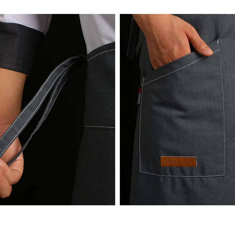 Wholesale Price Clear  Restaurant Kitchen Chef Poly Apron White OEM Customized Logo new style fashion long waist apron