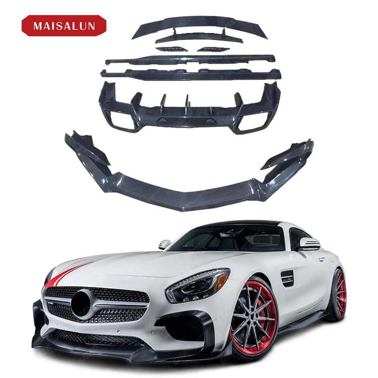High Quality RZ Style Car Accessories Carbon Fiber Body Kit For Mercedes-Benz AMG GT 2018-2020 With Front Lip Side Skirt Spoiler