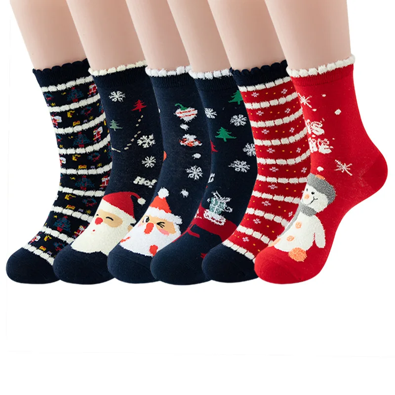 Wholesale Winter Christmas Soft Warm Socks Animal Ear Cotton Festival Christmas Socks Women