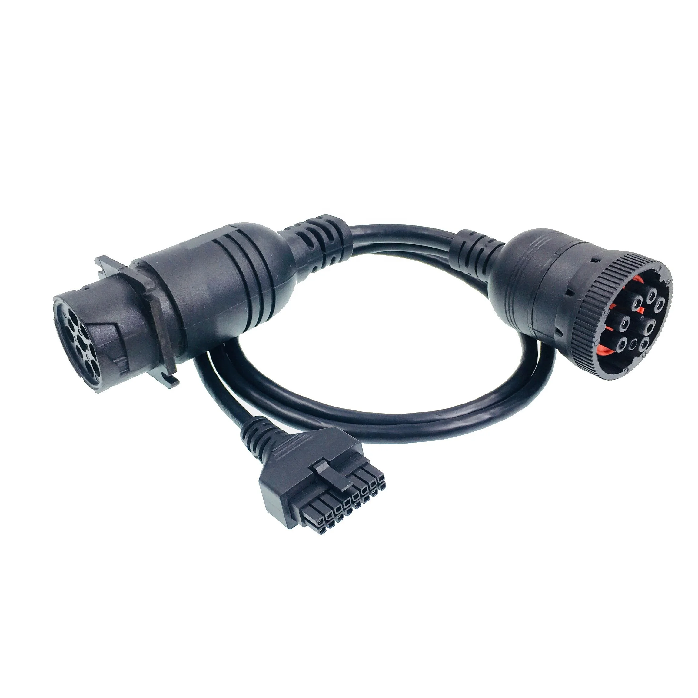 AOTAI Overmolding Black Type 1 J1939 9PIN Deutsch Male to Female with Molex 2X5 10PIN Connector Y Splitter Cable