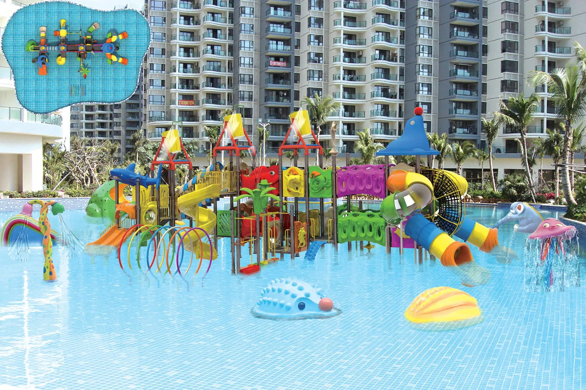 2022 Hot Summer Outdoor Fiberglass Steel Water Park Playground Equipment water slide for swimming pool