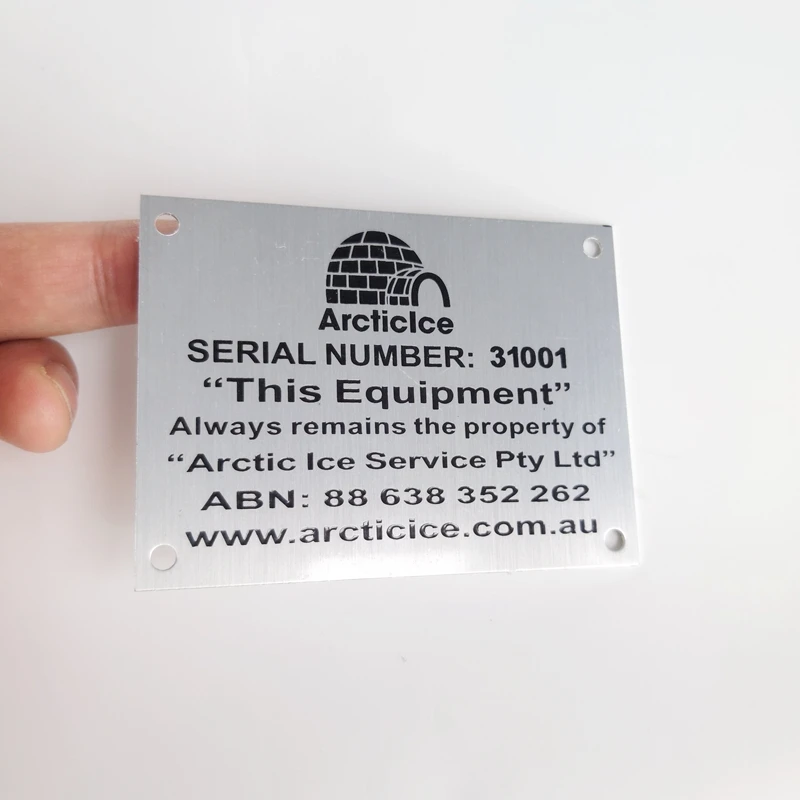 Industrial equipment metal nameplate serial numbers printed and engraved Aluminum/Stainless steel machine name plate