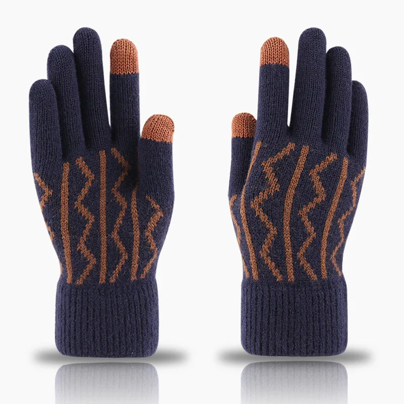 custom logo Winter Knit Gloves Touchscreen Warm Thermal Soft Elastic Cuff Texting Anti-Slip gloves for Women Men
