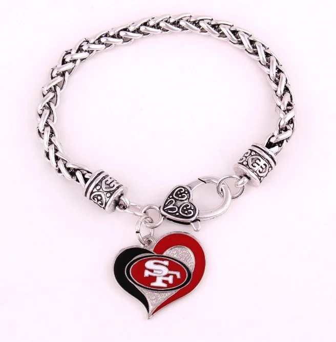 NFL Sports Team Cowboards 49 Person Charm Bracelets Featuring Eagles Crow Signs & Oil Drop Heart Design
