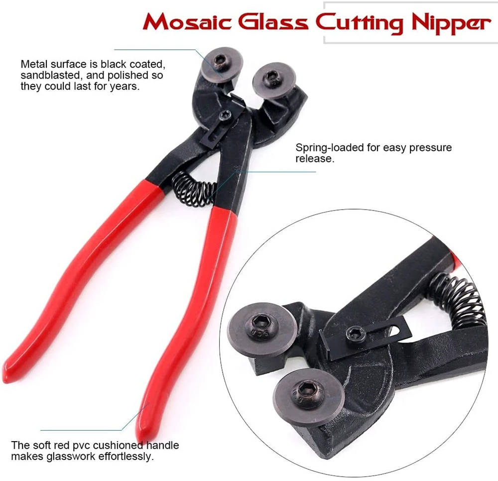 6Pcs Safety Glass Cutter Set Cutting Tools YG8 Blade Rolling Wheel Professional Mosaic Glass Cutting Nipper