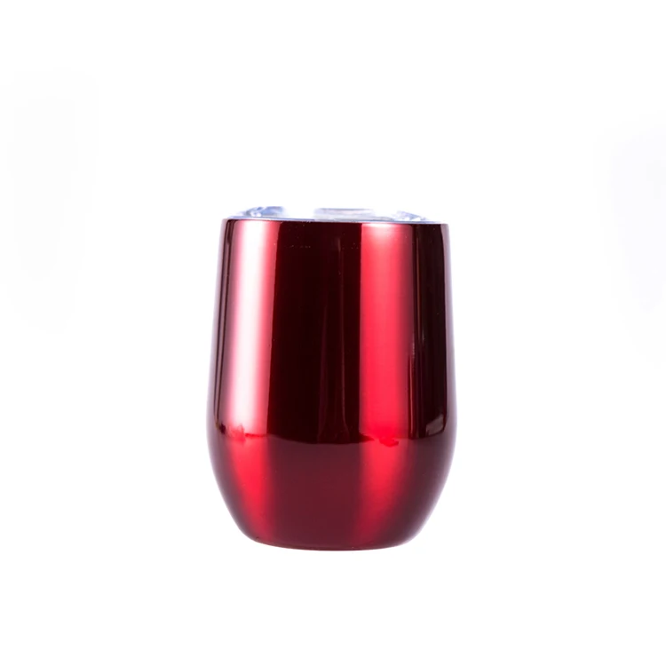 glitter egg shape mugs double wall stainless steel wine tumbler with sliding lid