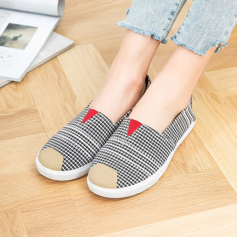 
Туфли женские холщовые, мягкая подошва, без застежки, Классические лоферы, Повседневная прогулочная обувь, красные, весна-лето 