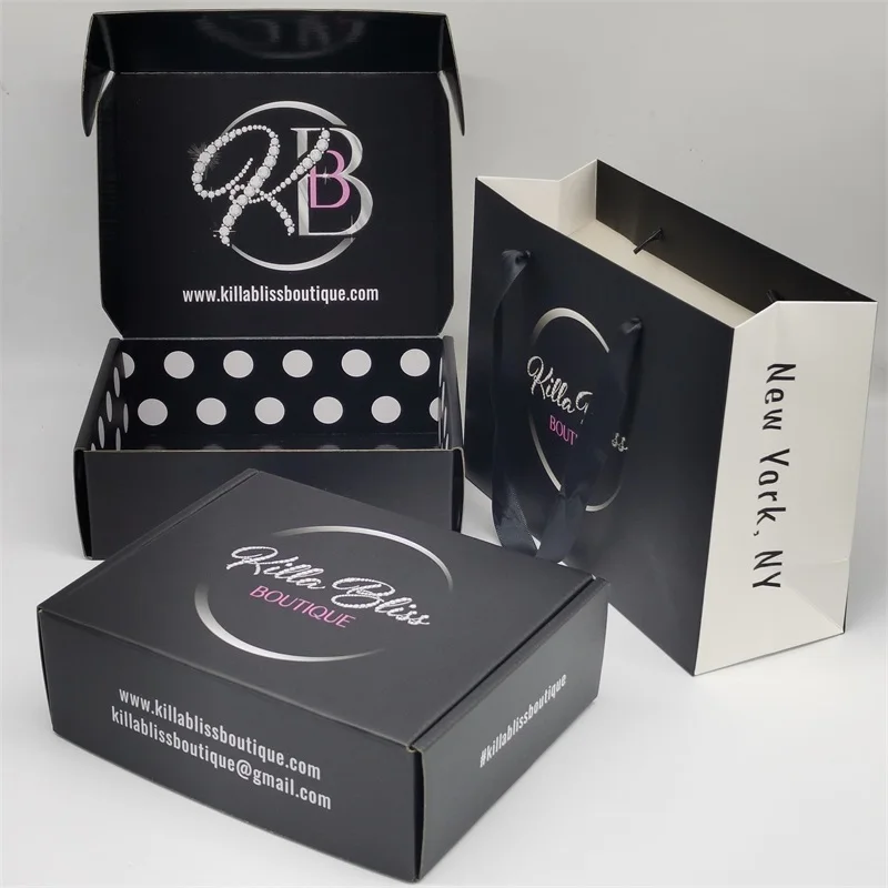  Custom Black Pink Color Private Logo Printed Corrugated Cardboard Folding Packaging Carton Paper Parcel Shipping