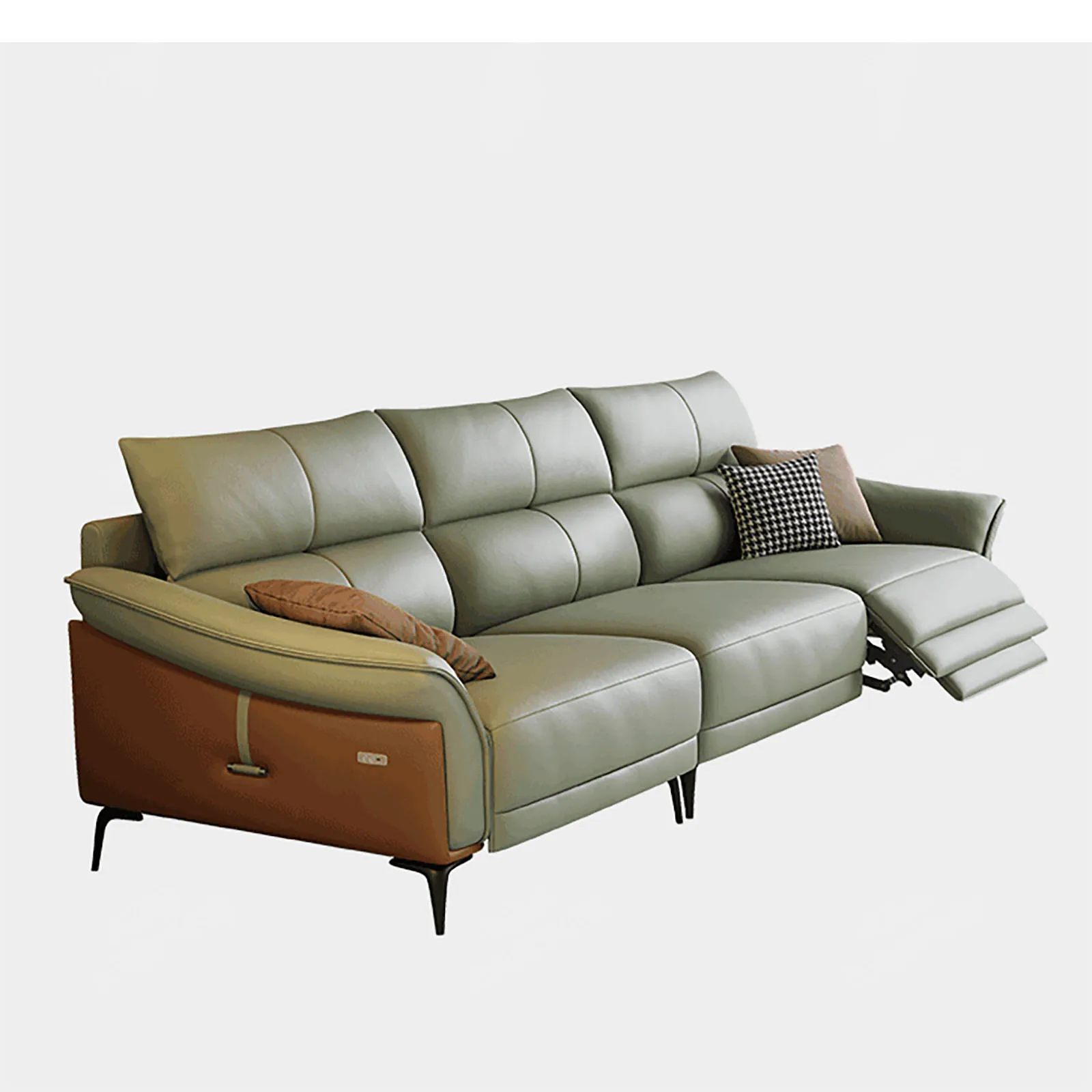 Electric  Furniture  Headrest Adjustable Leather L Shape Recliner Sofa Movable Sectional Sofa Set