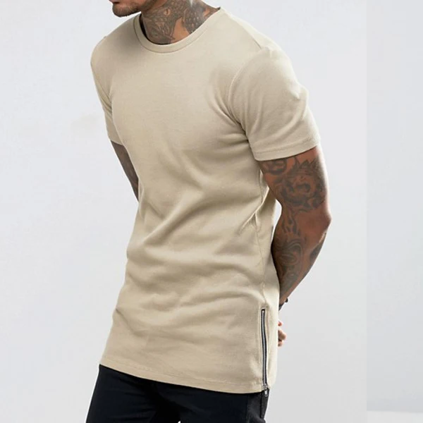 Maxgarment High Quality Mens Tall Tee Side Zipper T Shirt Organic Cotton Shirt With Zippers
