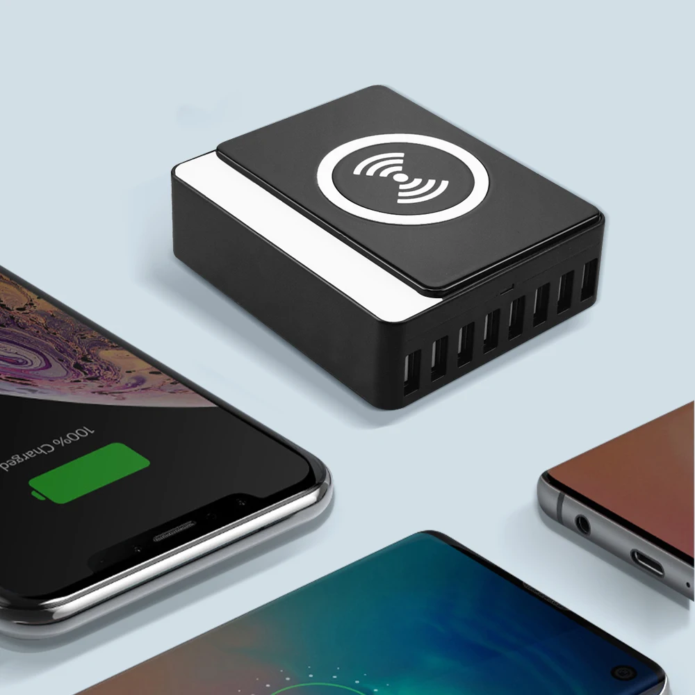 8-port smart USB wireless charge usually 5V 2.4A 60w wall charger for mobile phone