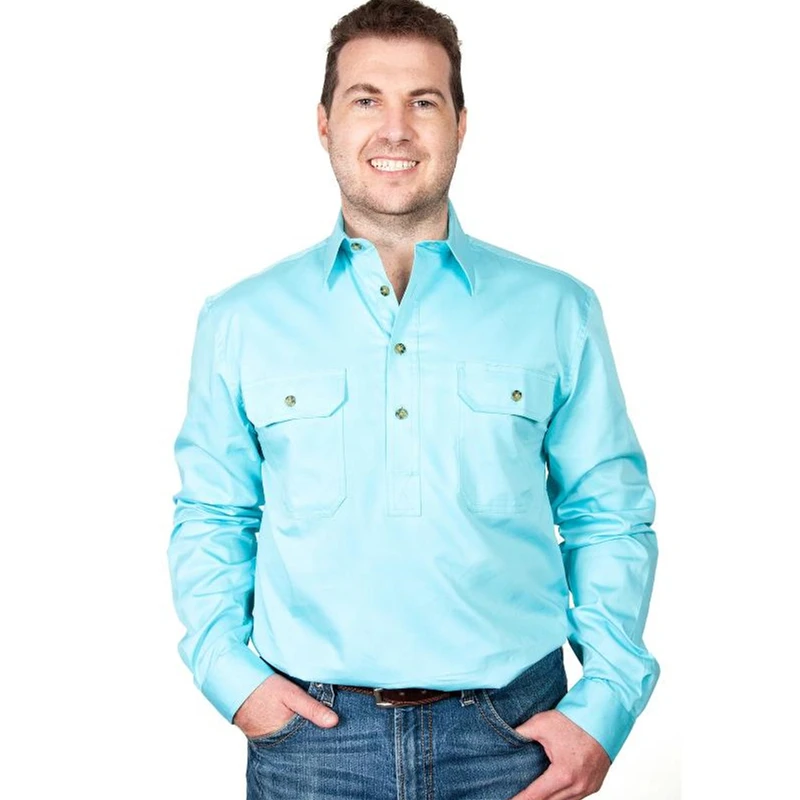 New Products NAVY Farm Wear Regular Uniform Cotton Work Shirt Half Button