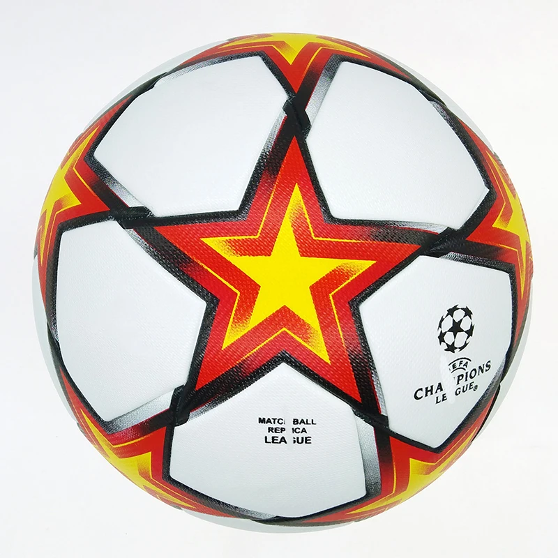 21-22 league match soccer ball yellow top quality PU seamless bonded size 5 football training balls size 4 custom print LOGO