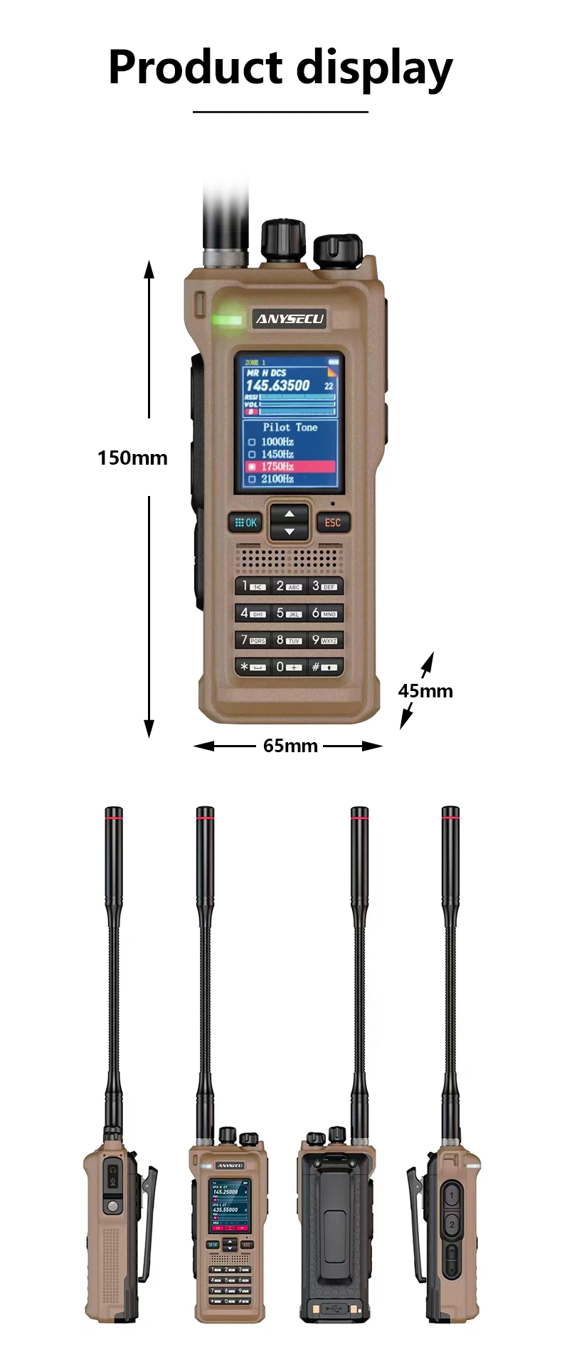 NEW ANYSECU GT-12 multi band 2W/5W/10W handheld radio GT-12 UHF/VHF/AM/FM  two way radio 960 channels 3000mAh walkie talkie