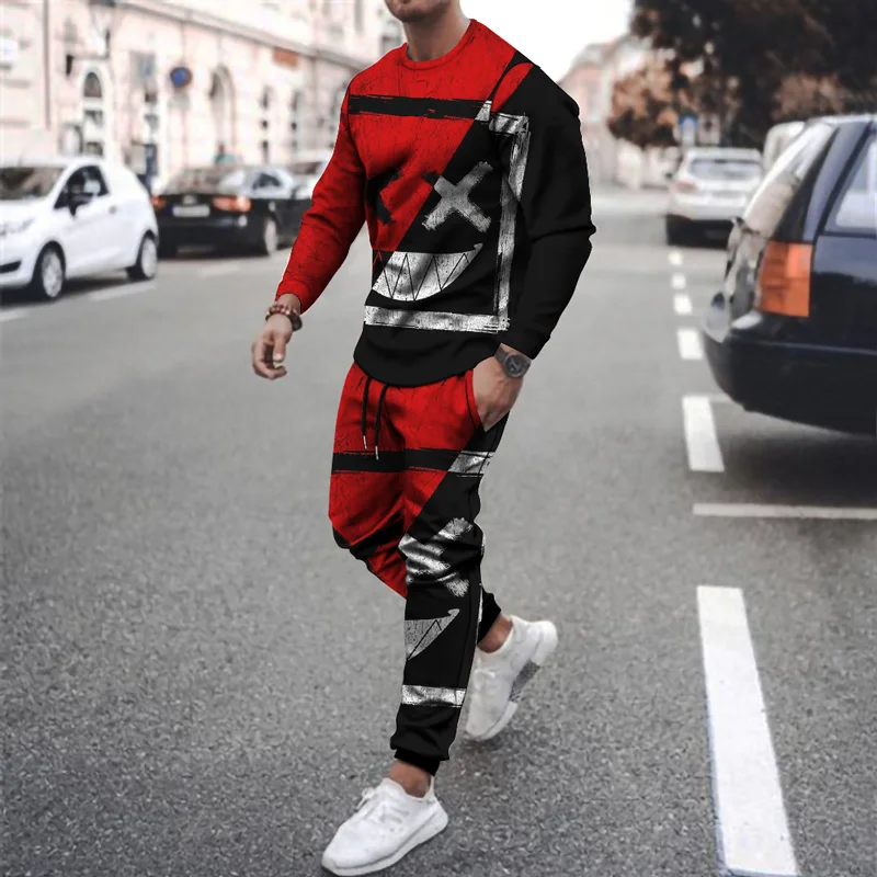 Customized 2 piece mens track set spring autumn jogger suit sportswear men jogging suit print sublimated sportswear custom