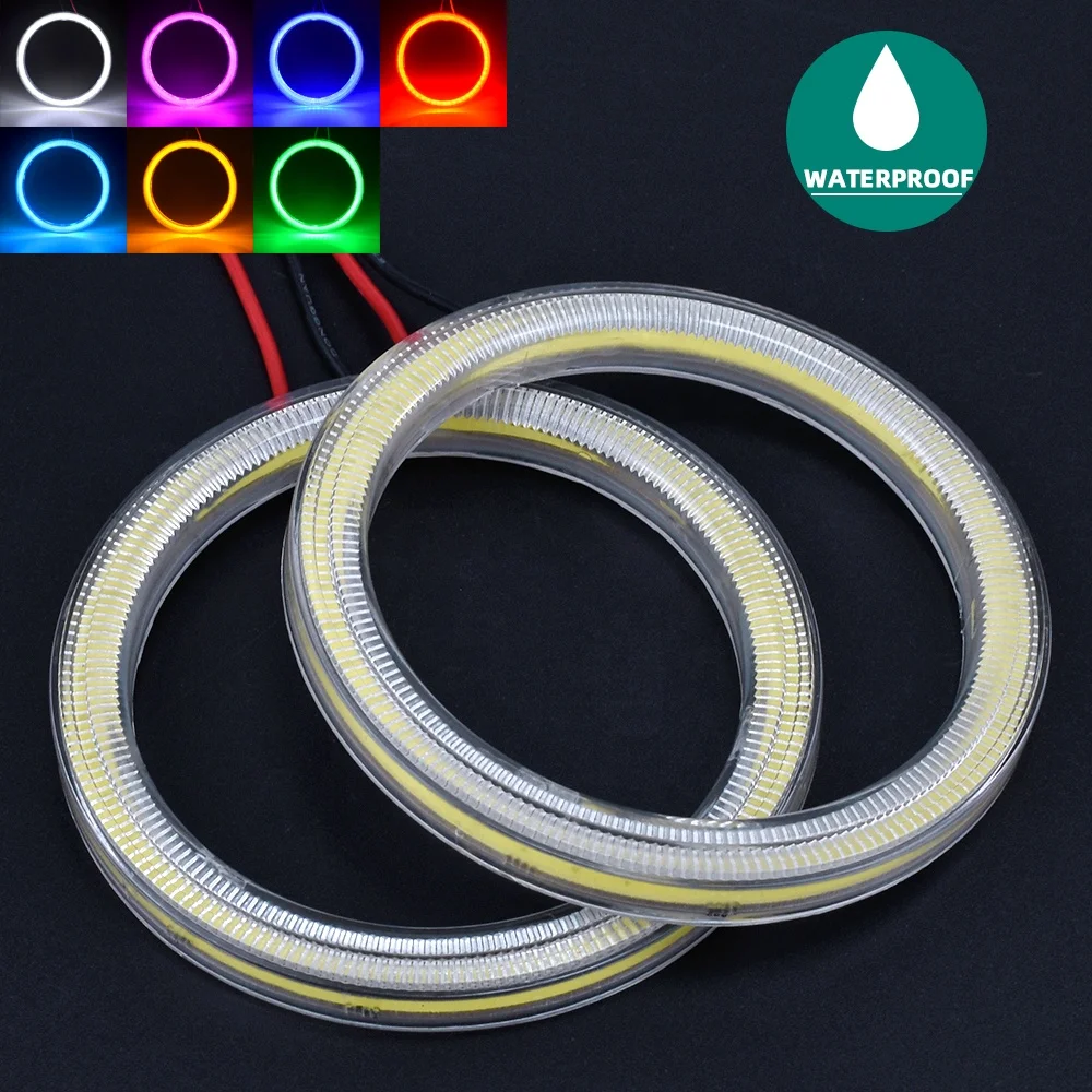 
Светодиодная противотуманная фара, универсальная Водонепроницаемая фара для электрического велосипеда, мотоцикла, белого, красного, синего цвета, с ангельскими глазами, для вождения автомобиля, вездехода 