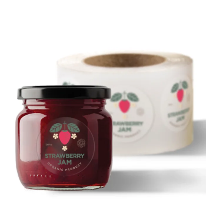 personalised custom self adhesive transparent roll jam jar labels food safety bottle packaging stickers