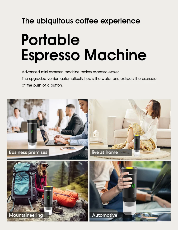 Good Product Mini Espresso Maker Heating Water Portable Electric Automatic Coffee Machine for Outdoor Camping Travel Carry Bag