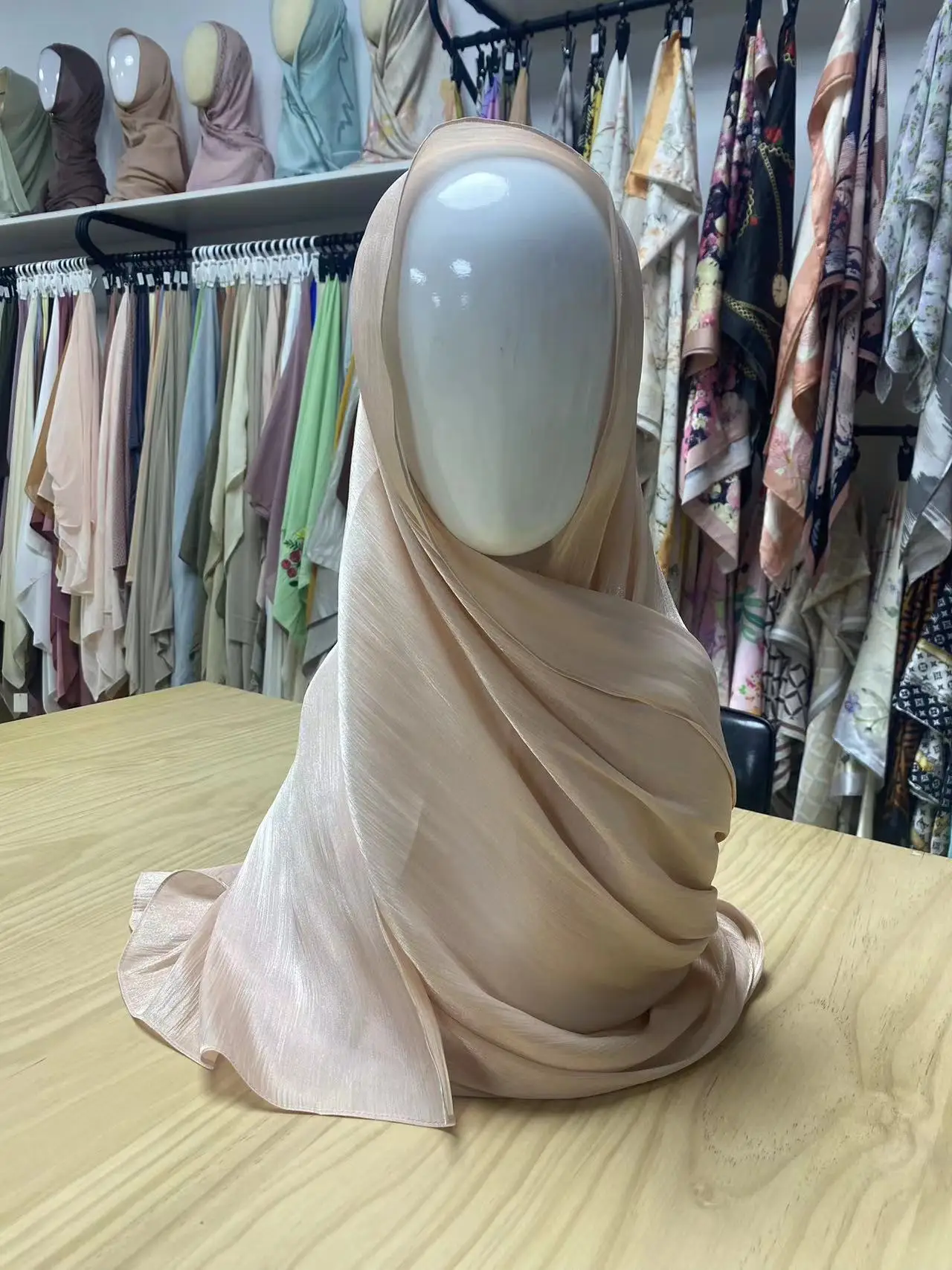 Muslim Newest Tudung Glitter Chiffon Women Hijab Shawl Malaysia Pleated Chiffon