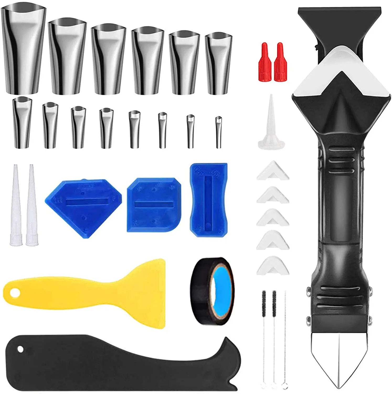 3 in 1 Silicone Trowel Scraper 35 pcs Caulking Finisher Nozzles Sealant Finishing Smoothing Removal Tool