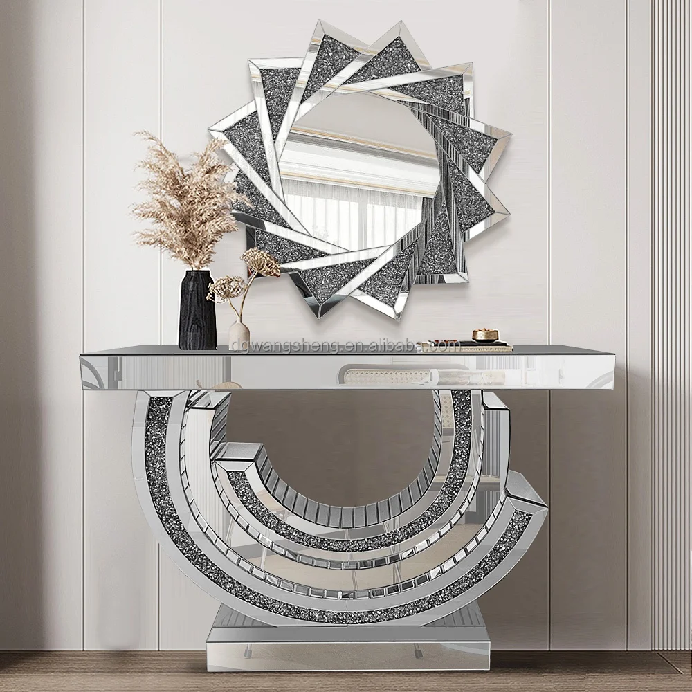 Italian style handmade beautiful mirror wall console table with recently mirror