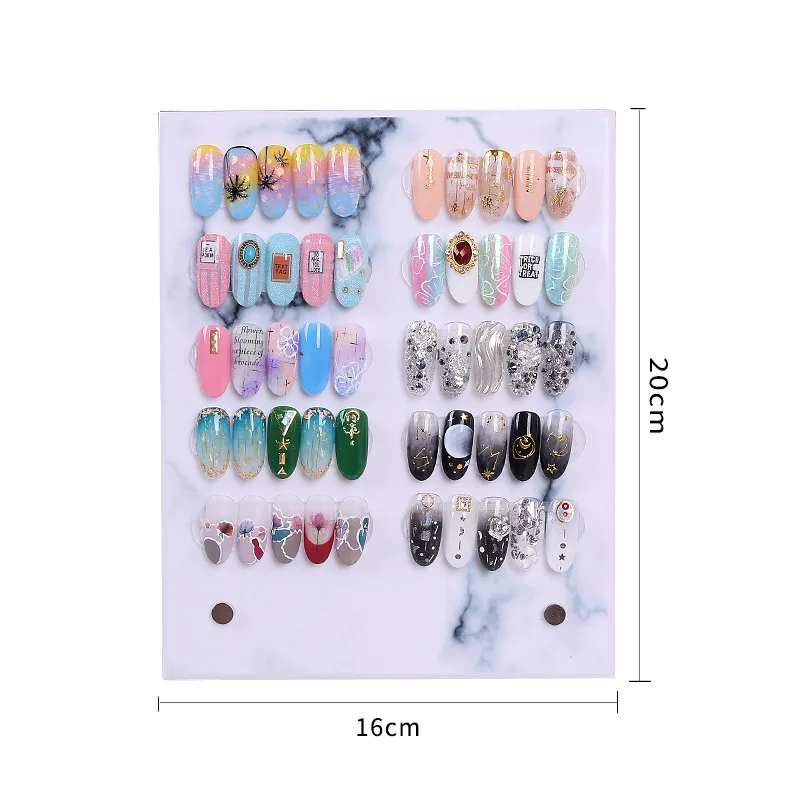New nail art display board works display book marble three-dimensional magnet adsorption removable color card nail display board