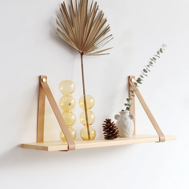 Кожаный ремешок висит деревянная настенная полка плавающие деревянные настенные полки настенные деревянные полки