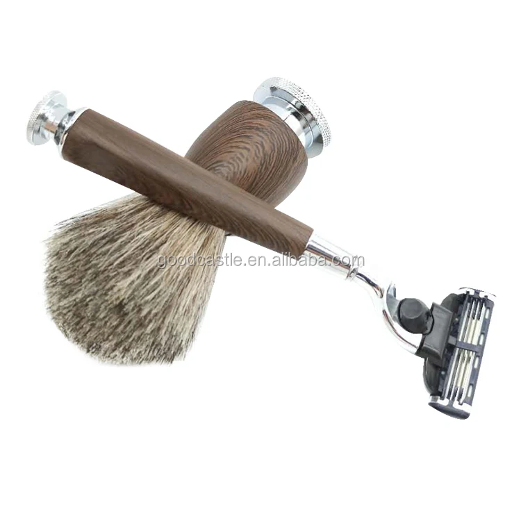 Luxury Shave Set Solid Wood Handle Shaving Razor Shaving Brush Kit For Men With Shave Stand Men Shaving Grooming Set