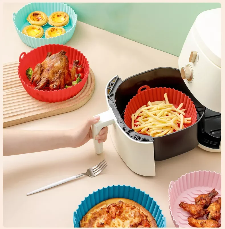 Silicone Pot for Air Fryer Oven Accessories Air Fryer Liners Food Safe Reusable Air Fryer Silicone Basket
