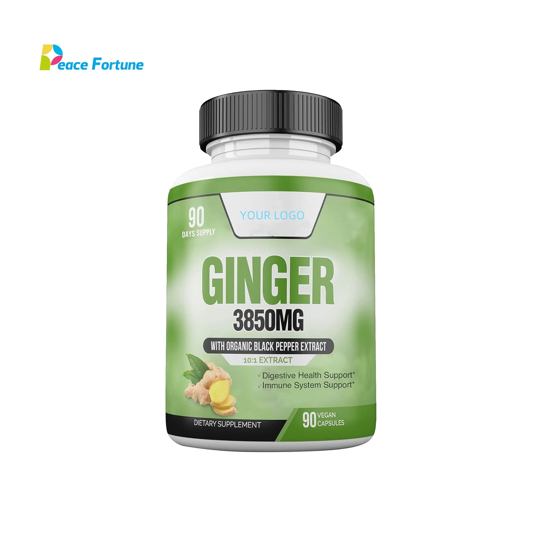 Professional Supplier Organic Ginger with Organic Black Pepper Extract Capsules,Vegan, Gluten Free