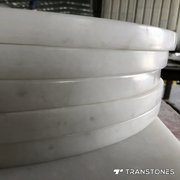 Round Alabaster Disk Faux White Quartz Stone 4mm Thin Ceiling Tiles Backlit Artificial Stone Waterproof