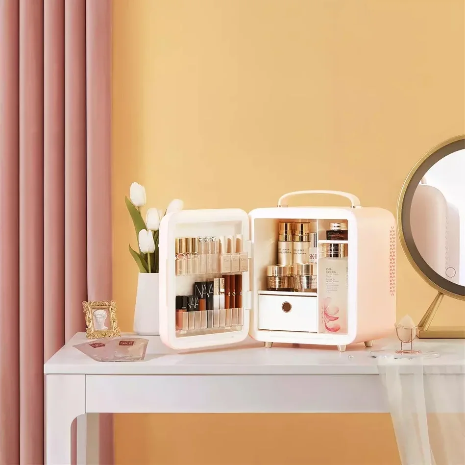 Donlim Newest High End Small 9L Mask Heating Sample Price Mini Skincare Makeup Fridge For Cosmetics