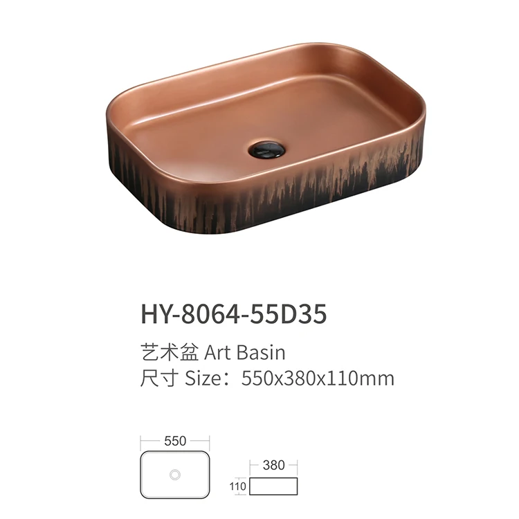 Newest Style Square Shape Vessel Sink Ceramic Material Artistic Look Table Top Basin For Luxury Hotel