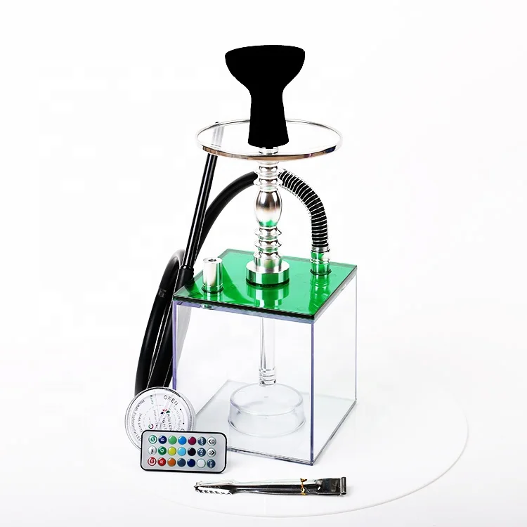 Hot sale new design square hookah led light acrylic hookah transparent