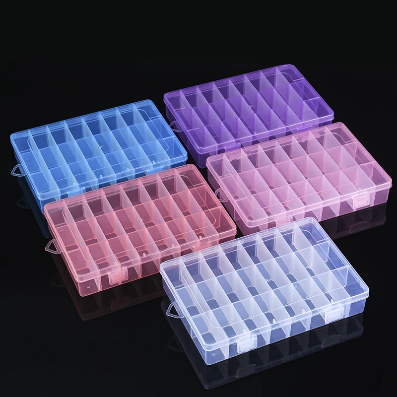 HengRui 24-Compartment Transparent PP Storage Box Modern Design Rectangle Multifunction Detachable Small Plastic Tool Organizer