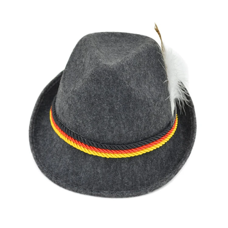Feather decorative fedora custom wholesale wool felt german oktoberfest hat