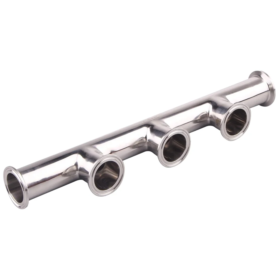Alloy Customized 304/316L Food-Grade Sanitary Stainless Steel Tri Clamp NPT Thread Tank 20mm Bushing Port Manifold Pipe Head