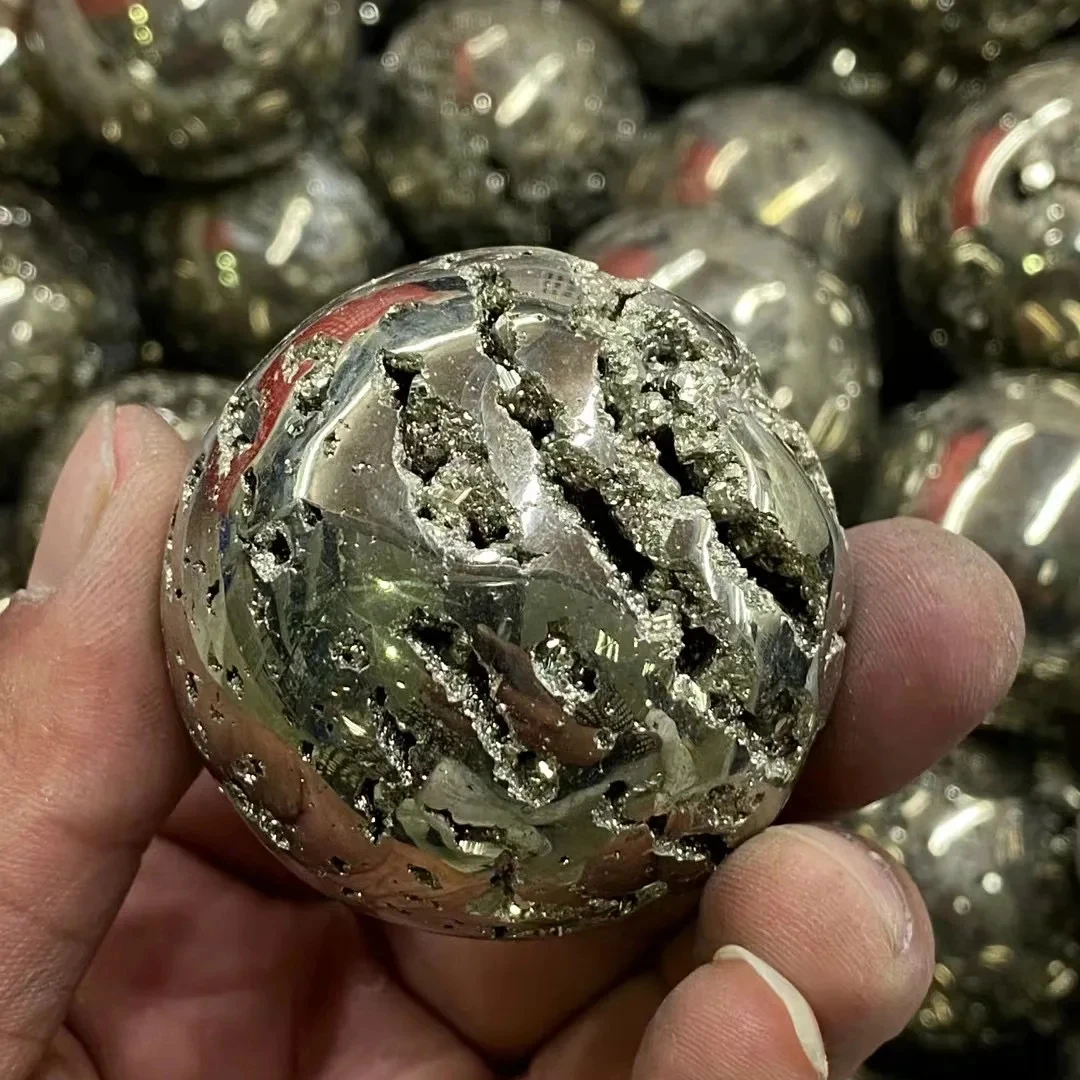 Natural rock copper pyrite ore ball Polished Quartz Crystal Stones pyrite Spheres Balls For Crystal Craft