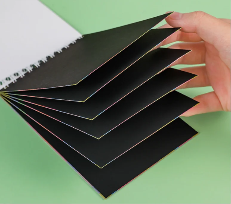 Ready to Ship Magic Scratch Book For Kids Rainbow Scratch Paper Note with Bamboo Sticks