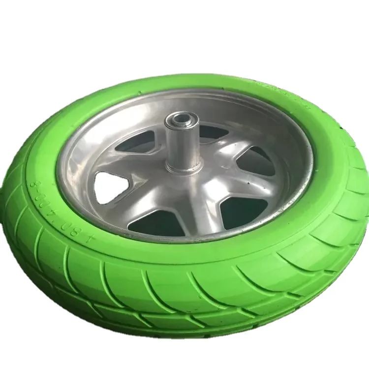 Колесо для тачки 4,80/4,00-10, устойчивая к прокалыванию шина из пенополиуретана с металлическим или пластиковым шарикоподшипником ступицы колеса.