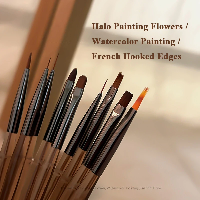 3pcs/set Nail Art Pen Semi-transparent Handles Uv Gel Painting Line Drawing Gradient Pens.