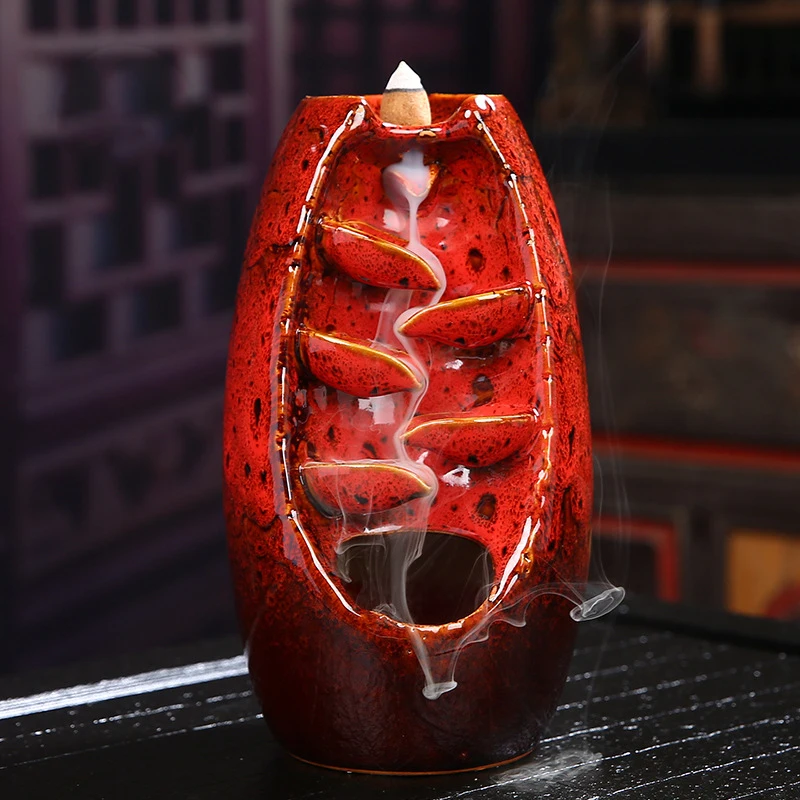 Hot selling DIY Ceramic Jar Multi Layers Incense Burner, Back flow Incense Holder Incense Cones Stick Holder with Free Cones