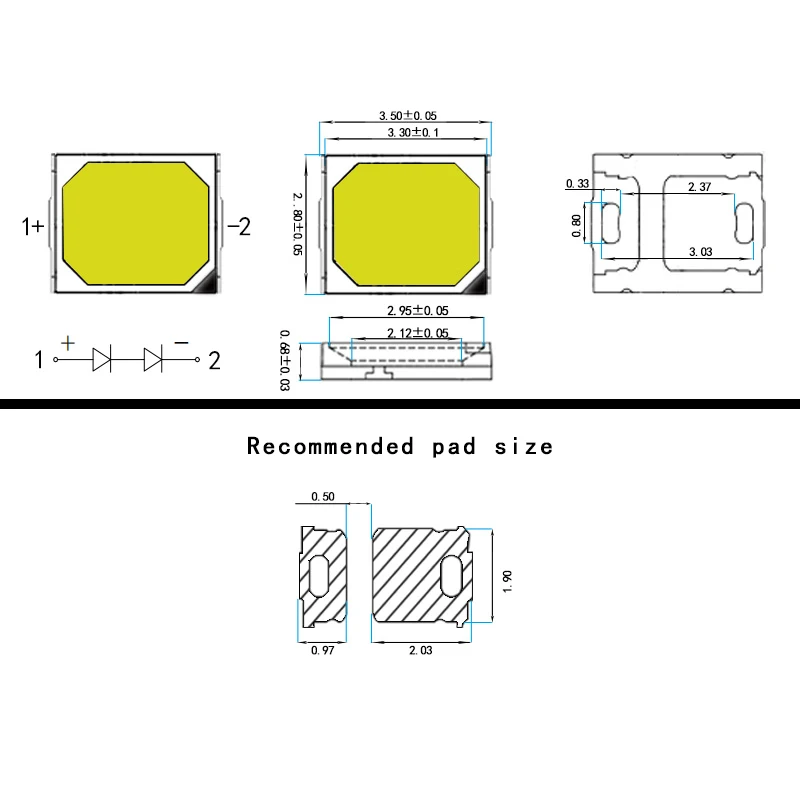 Free sample high voltage 2835 SMD LED Beads amber color 0.2w 0.5W 3v 60ma150ma 1700k1900K SMD LED chip