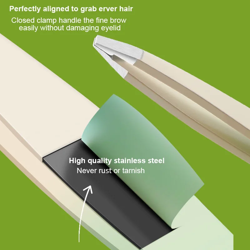 Custom Private Label Eyelash Extension Tweezers Stainless Steel No Gaps Eyebrow Tweezer for Facial Inward Growing Hair Removal