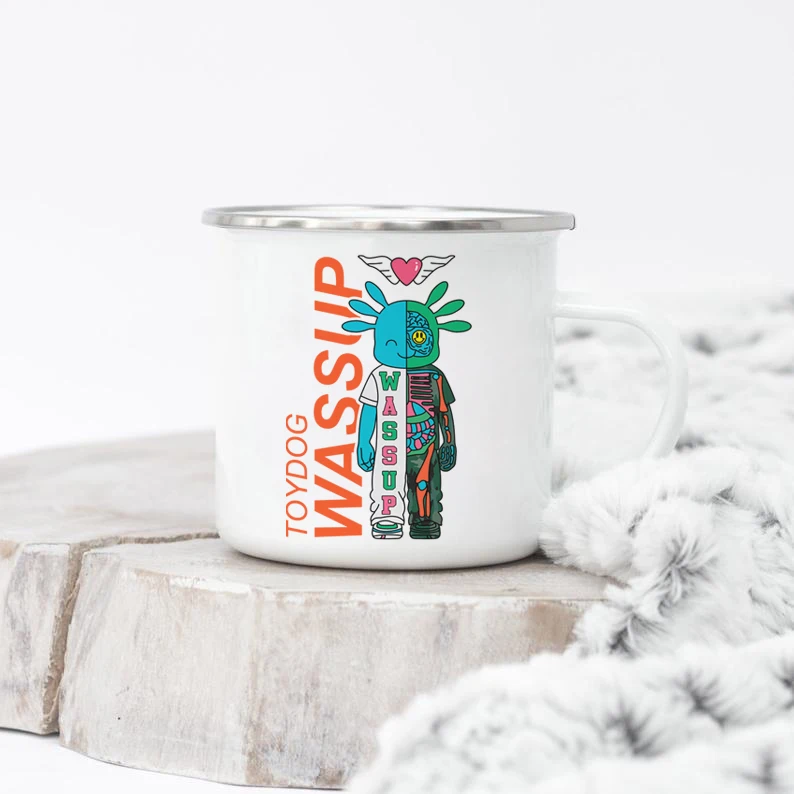 DIY 12 oz Enamel Cup Mug with Silver Rim Make Your Own Custom Enamel Cup Sublimation Wedding Gift