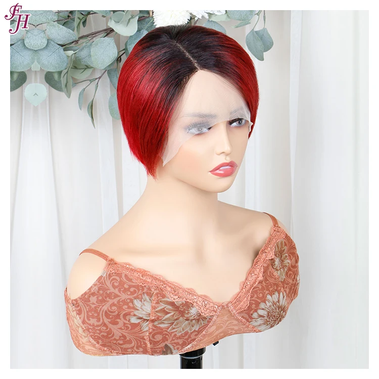 FH Factory Supply Pixie Wig Machine Made 12a Grade Virgin Human Hair Short Machine Made Wig No Lace